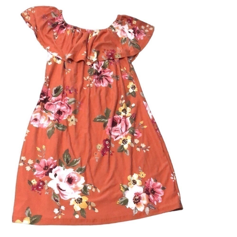 Mirabilia Flowy Floral Print Ruffle Top Dress Size Small